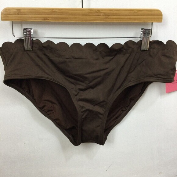 Kate Spade New York Womens Scalloped Hipster Bikini Bottom Expresso Size XL NWT - Picture 7 of 7